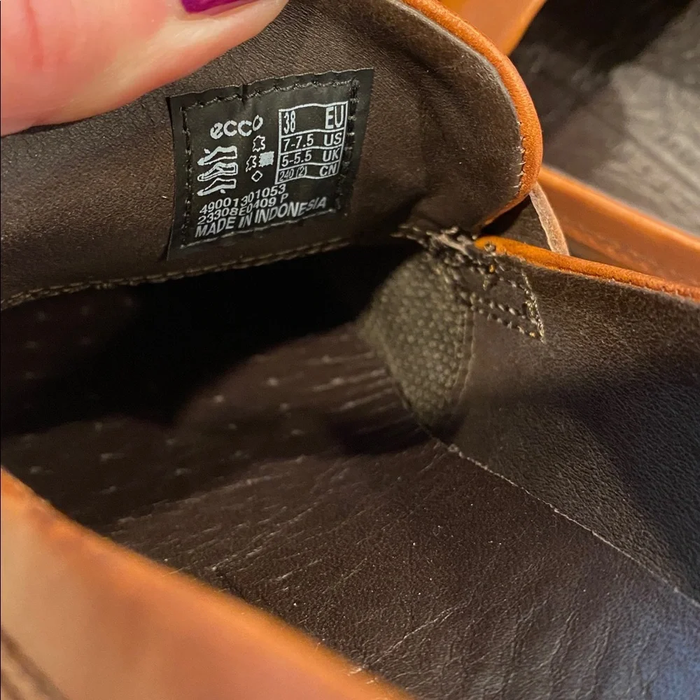 Ecco Modtray Penny Loafer Cognac EU 38 U.S. 7- 7.5 Leather (Shoes Only-No Box)